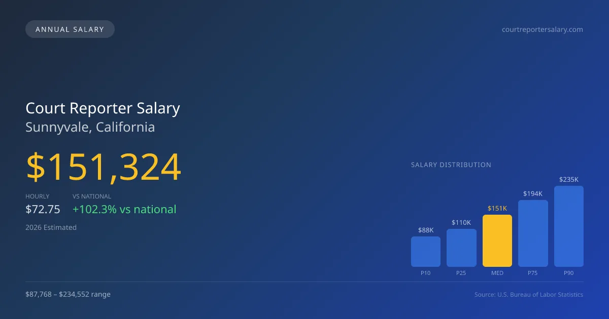 Court Reporter Salary in Sunnyvale, CA — 2026 est., based on 2025 BLS