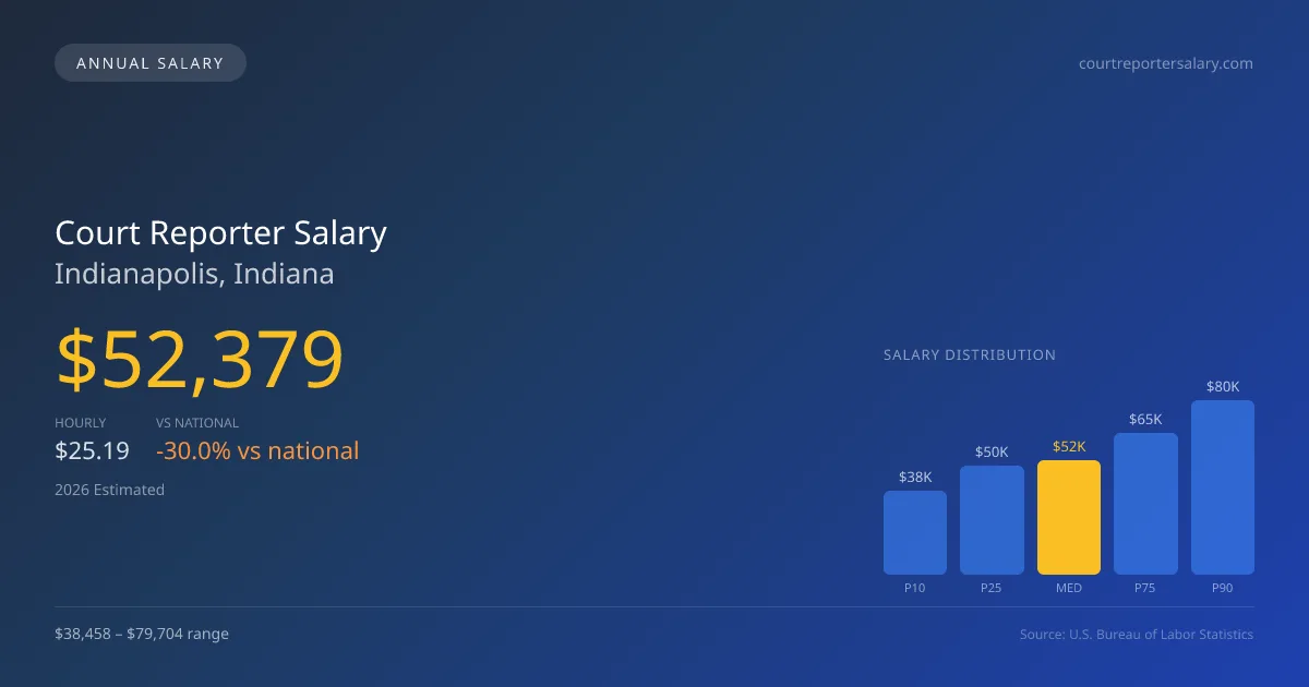 Court Reporter Salary in Indianapolis, IN — 2026 est., based on 2025 BLS