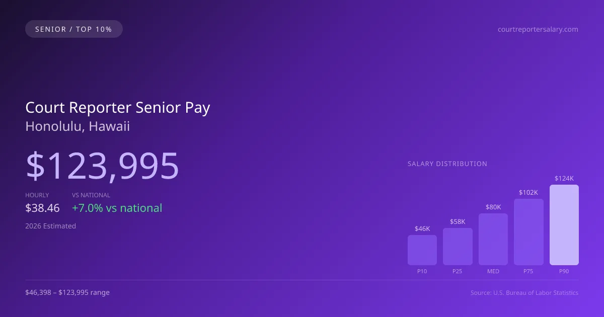 Court Reporter Senior Salary in Honolulu, HI — 2026 est., based on 2025 BLS
