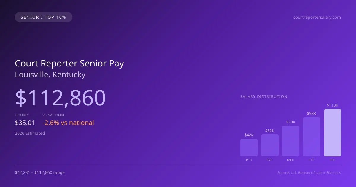 Court Reporter Senior Salary in Louisville, KY — 2026 est., based on 2025 BLS