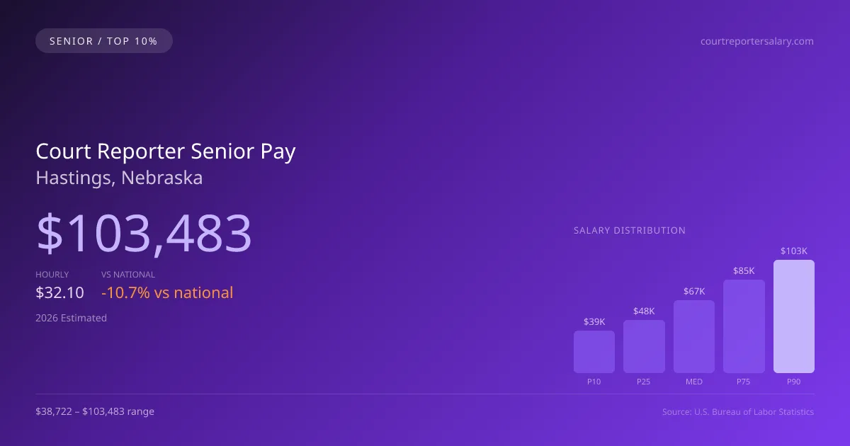 Court Reporter Senior Salary in Hastings, NE — 2026 est., based on 2025 BLS