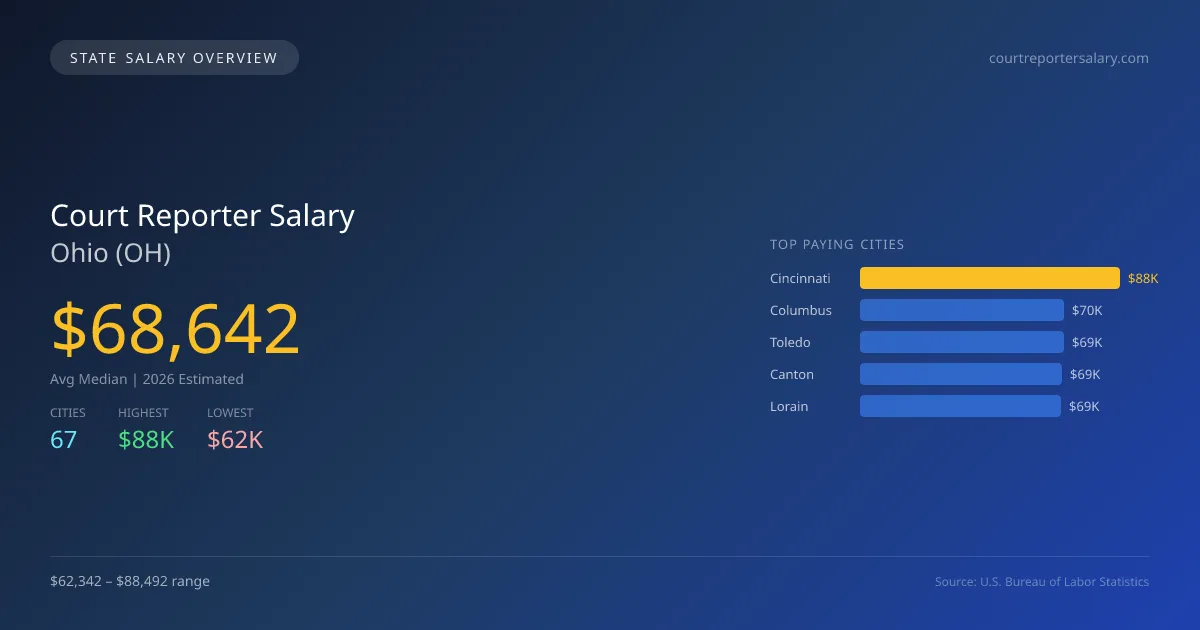 Court Reporter Salary in Ohio - 2025 BLS Data Infographic